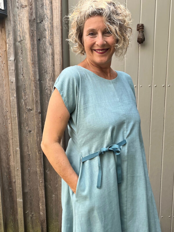 Leinenkleid schleife-mint-1
